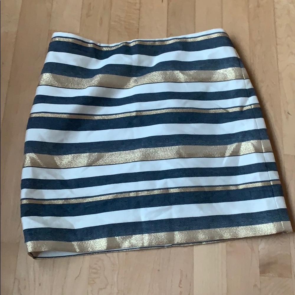 J Crew metallic striped mini skirt